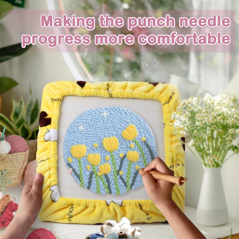 ICZW Gripper Strip Frame Cover Rug Hooking Frame Cover Flannel for 19.6" x 19.6" Frame (Yellow) - Image 5